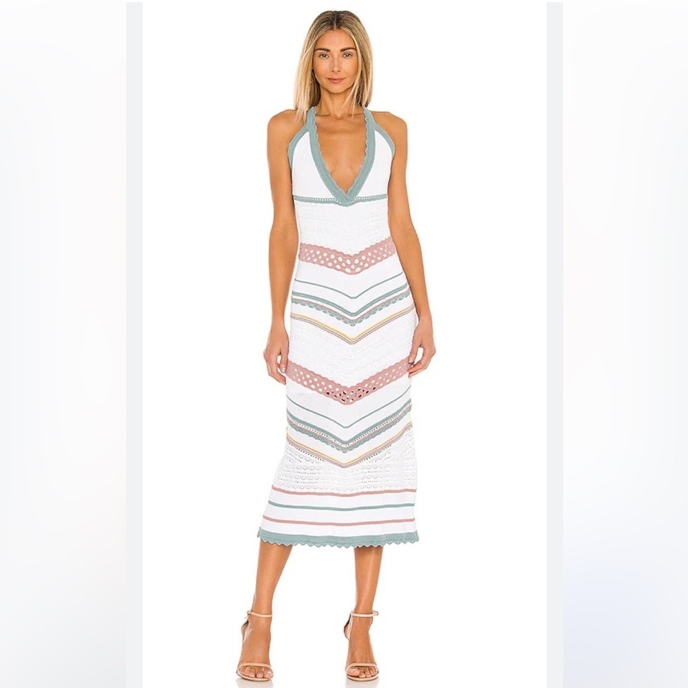 Alexis Knit Crochet Multi Colour Summer Midi Dress Revolve Size Large